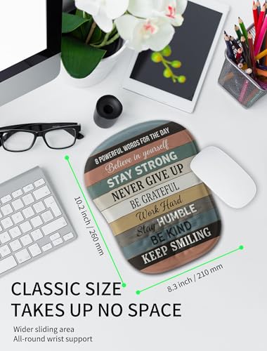 Hokafenle Ergonomic Wrist-Hugging Mouse Pad Wrist Support, U-Shaped Holding Wrist Rest Mousepad for Carpal Tunnel Pain Relief with Cushioned Memory Foam Slope Massage Bulge (10.2x8.3 in,Believe) - color: Believe in Yourself