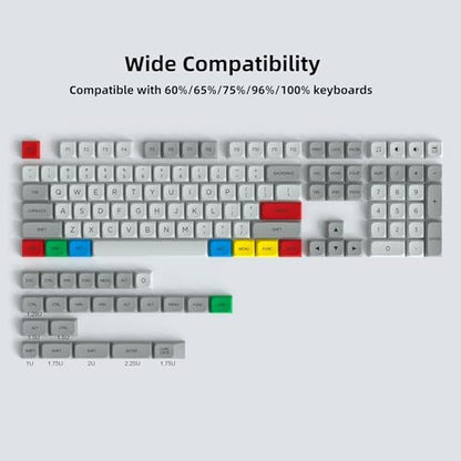 dagaladoo Keyboard keycaps Set,PBT keycaps 60% 65% 75% 100%,dye-Sublimation XDA Profile Custom Key caps for Cherry-mx Full Size Retro Mechanical Keyboard (Retro Grey/Red/Green),only keycaps - color: Retro Light Grey