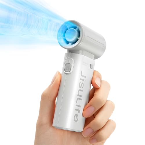 JISULIFE Portable Handheld Fan Life9, Turbo Power High Speed Air [18H Max Cooling Time], 5 Gear Wind, 5000mAh Rechargeable, Mini Pocket Design, Personal Fan for Travel Concerts Camping Makeup - Grey - color: Grey, size: 5000mAh