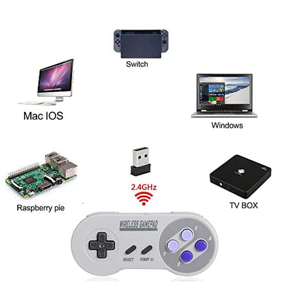 ZAMPAM Wireless Controller for PC, Gamepad with USB Wireless Receiver Compatible with Windows,iOS,Liunx,Android Device(Does not work with Mini SNES, Super Nintendo)