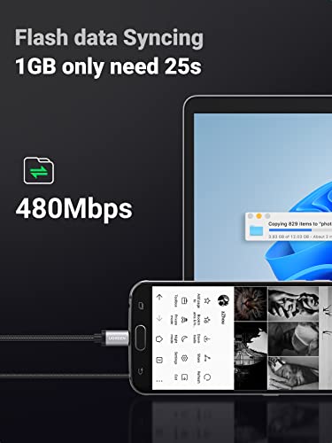 UGREEN Micro USB Cable, 3FT High Speed Fast Charging USB Cable, Nylon Braided Durable Android Phone Charger Cord, Compatible with Samsung Galaxy S7 S6 Note LG V10 Tablet PS4 MP3 - size: 3FT