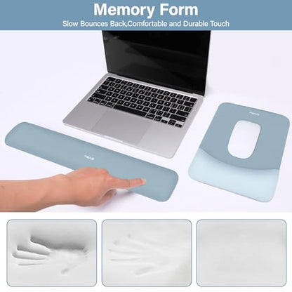 MOSISO Wrist Rest Support Mouse Pad & Keyboard Set, Aquamarine | Rectangular Ergonomic Mousepad, Non-Slip Base, Home/Office Pain Relief & Easy Typing, Neoprene Cloth & Raised Silicone Lining - color: Aquamarine