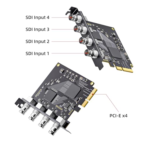 4-Channel Quad SDI PCIe Video Capture Card,Ultra-Low Latency for Multi-Channel Live Streaming, Video Conferencing, Teaching, and Broadcasting