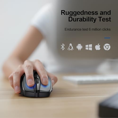 TECKNET Wireless Mouse, BT 5.0/2.4G, Silent 4800 DPI 6 Buttons, Grey | Bluetooth 5.0/3.0 & USB A, 2-Device Easy Switch, Wide OS Compatible, 6-DPI, Ergonomic for S/M Hands, Extended Battery - color: Grey