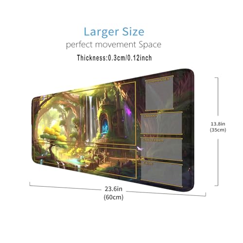 MTG Stitched Edges Mats, 24 x 14 inches MTG Playmat with Zones for MTG Trading Card Game Playmats Smooth Surface Battle Game Rubber Collection - color: Forest House With Zones