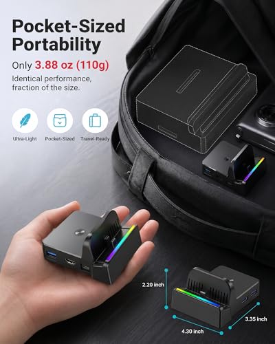 Switch 2 Dock with 60W Charger & HDMI Cable, 4K TV Docking Station for Nintendo Switch 2, All-in-One Game Accessories Set, Portable Travel Charging Stand Base, AC Adapter Power Cord
