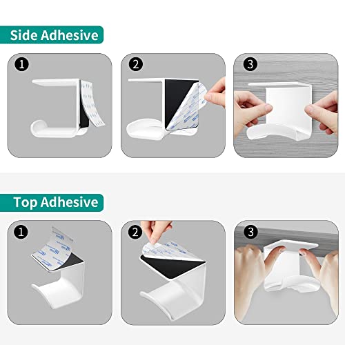 HomeMount Under Desk Headphone Hook - Adhesive Headphone Stand Hanger for Desk - White - color: White