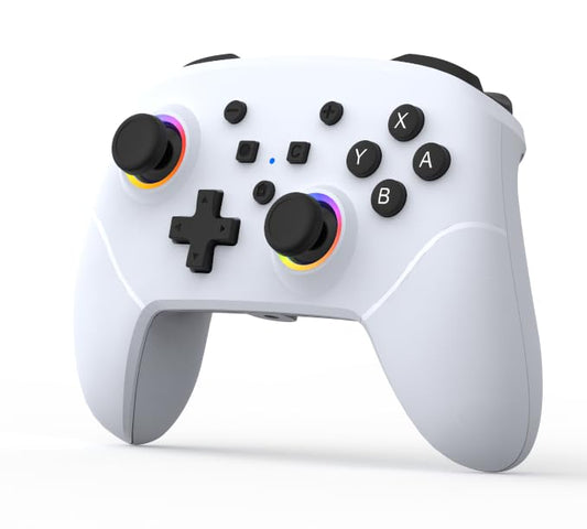 BETMI RGB Wireless Pro Controller for Switch 2, C Button, Wake-up(White) | One Click Wake-up, 9 Gyro Axis, Hall Effect Joysticks, Macro, Dual Vibration, 3.5mm Jack, PC Bluetooth Game Controller - color: White