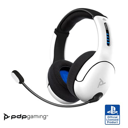 PDP LVL50 Wireless Stereo Gaming Headset, Officially Licensed by Sony PlayStation 5, PS5/PS4/PS3/PC, Lightweight Durable 40 Foot Connection, Noise-canceling Flip-to-Mute Mic, White - color: White, style: Wireless