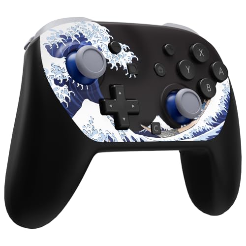 eXtremeRate DIY Replacement Faceplate Shell for Nintendo Switch 2 Pro Controller, Custom Front Housing Case, Thumbsticks and Screwdriver Tools for Switch 2 Pro Controller - The Great Wave Off Kanagawa - color: The Great Wave Off Kanagawa