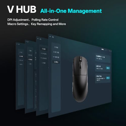 ATK VXE Dragonfly R1 S Wireless Gaming Mouse, Xhero AI Sensor, Adjustable DPI, 55g Lightweight, 150 Hr Battery Life, Tri-Mode 2.4G/Bluetooth/Wired - Black - color: Black, style: R1 S