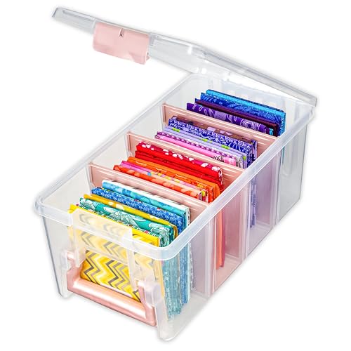 ArtBin Semi Satchel 휴대용 공예 정리함, 칸막이 3개 포함 - 미술 및 공예 용품을 위한 투명 플라스틱 보관 케이스 | 탈착식 칸막이 3개, 39.9 x 20.3 x 16.2cm(15.2 x 8 x 6.2인치), 안전한 걸쇠, 운반 손잡이, 투명하고 내구성 - color: 로즈 골드., size: Pack of 1
