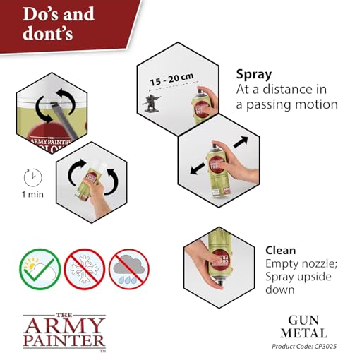 The Army Painter, Colour Primer Gun Metal, 400 ml spray acrilico | Primer grigio canna di fucile per dipingere miniature Warhammer e Dungeons and Dragons - color: Gun Metal