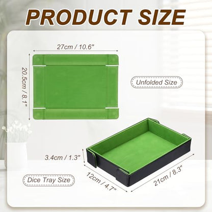 uxcell PU Leather Dice Tray, Rectangle Magnetic Folding Velvet Portable Folding Dice Rolling Tray for Table Games Keys Wallet Watch Coin, Grass Green - color: Grass Green