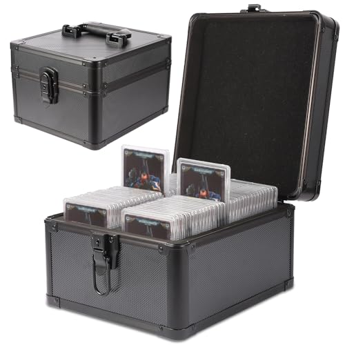 EcoVibe Graded Card Case, Aluminum Alloy Trading Card Storage Box with Carry Handle, Sports Card Case Holders with Dividers, Graded Card Storage Boxes Fits Psa, TCG, Csg, BGS, SGC Slabs - color: 2GE KX