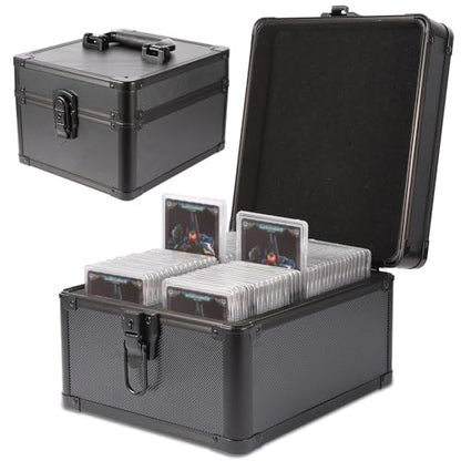 EcoVibe Graded Card Case, Aluminum Alloy Trading Card Storage Box with Carry Handle, Sports Card Case Holders with Dividers, Graded Card Storage Boxes Fits Psa, TCG, Csg, BGS, SGC Slabs - color: 2GE KX