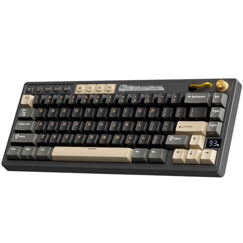 RK ROYAL KLUDGE M65 Wireless Gaming Keyboard with Volume Knob, 60% Hot Swappable Mechanical Keyboard 2.4G/BT/USB-C, Gasket Mount, Battery Display, PBT Keycaps, Hot-Swappable Cream Switch, Black - color: black, size: cream switch