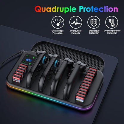 Switch 2 Dock, Charging Dock for Joycon 2, Nintendo Switch 2 Accessories, RGB Games Organizer Docking Station with Controller Charger with 18 Game Card Slots and Cable