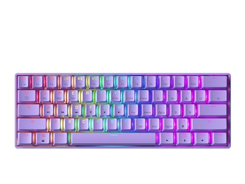 GK61 Mechanical Gaming Keyboard - 61 Keys Multi Color RGB Illuminated LED Backlit Wired Programmable for PC/Mac Gamer (Gateron Optical Black, Lavender) - color: Lavender, size: Gateron Optical Black