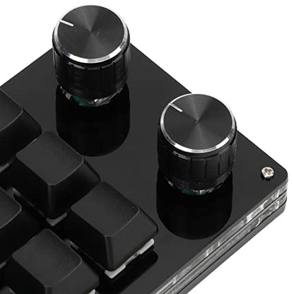 One Handed Macro Mechanical Keyboard, 12 Key Programmable Keypad, DIY Mechanical Gaming Keyboard with Knob, Portable for Gaming and PC, Dust Proof Green Shaft, Plug and Play for Wi (Black)