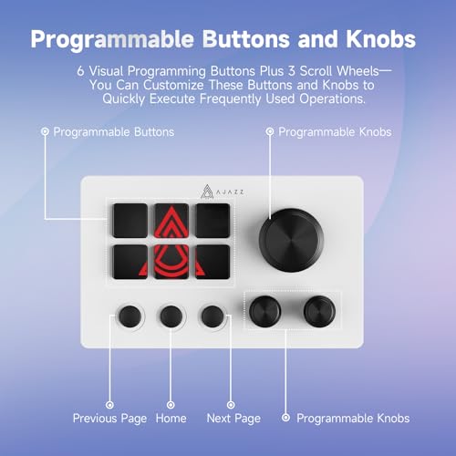 AJAZZ Macro Keypad Stream Controller Deck Gaming Streaming Shortcut Keyboard, 6 Programmable Keys Customizable Visual AI Pad USB Soundboard for YouTube, Desk Office Setup, Laptop, PC, Mac [Macintosh] - color: AKP03 White