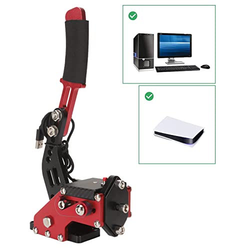 Septpenta USB Handbrake, 2 in 1 Computer Simulation Racing Game Handbrake, 64 Bit Universal Handbrake, Plug and Play for G27 G25 G29 T500 T300, Windows(Red) - color: Red