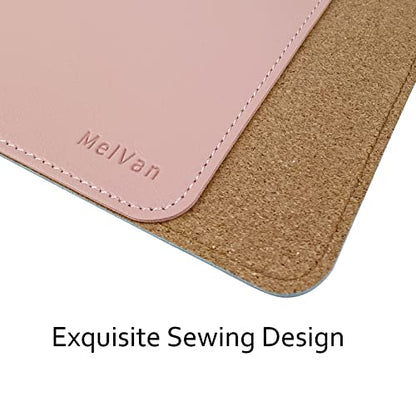 MelVan PU Leather Mouse Pad with Stitched Edge, Wood Mousepad, Waterproof Gaming Mouse Pad Mat for Computers, Laptop, Office & Home, 10.2" x 8.3", 1 Pack (Pink) - color: Pink