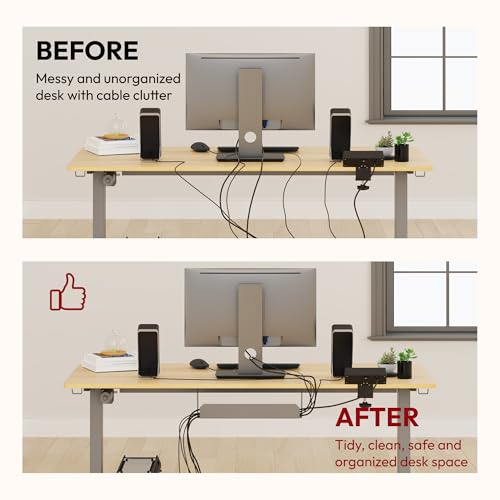 SANODESK Electric Standing Desk with Desk Clamp Power Strip 40"x 24" Whole-Piece Desktop Height Adjustable Stand Up Desk with Cable Management Sit Stand Home Office Desk Silver Frame/White Top - color: Silver Frame+white Top, size: 40"x24"