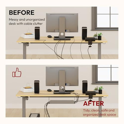SANODESK Electric Standing Desk with Desk Clamp Power Strip 40"x 24" Whole-Piece Desktop Height Adjustable Stand Up Desk with Cable Management Sit Stand Home Office Desk Silver Frame/White Top - color: Silver Frame+white Top, size: 40"x24"