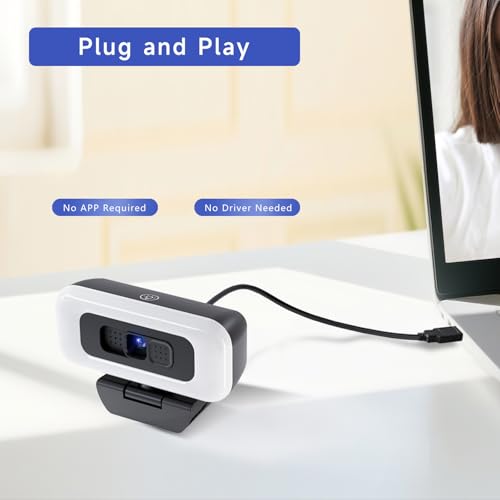 1080P Webcam for PC - PC Camera Webcam 1080P, Desktop Computer Web cam with Privacy Shutter and Tripod Autofocus, Dual Noise-USB Plug&Play,Cancelling Mics,Auto Light Correction - style: 1080P Safe Privacy Cover White