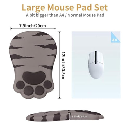 L-SPOUTTO Ergonomic Mouse Pad with Wrist Rest,Cute Mouse Pad Wrist Support | Cat Paw Comfortable Massage Design,Computer Pain Relief Mousepad with Non-Slip PU Base for Desk Laptop Gaming,Brown - color: Brown