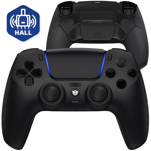 HEXGAMING RIVAL Wireless Controller Compatible with ps5, Black | Hall Effect Joysticks, Mouse-Click Triggers & Bumpers, 2 Remappable Back Buttons, 8 Swappable Sticks, FPS Gaming - color: Black