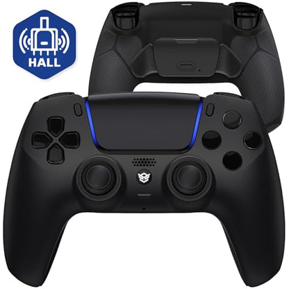 HEXGAMING RIVAL Wireless Controller Compatible with ps5, Black | Hall Effect Joysticks, Mouse-Click Triggers & Bumpers, 2 Remappable Back Buttons, 8 Swappable Sticks, FPS Gaming - color: Black