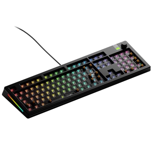 GLORIOUS Gaming - GMMK 3 PRO Barebones Custom Keyboard Kit w/Knob, Custom Modular Aluminum Body & Gasket System, Hotswappable 100% Keyboard, Sound Dampening Foam, Aluminum Switch Plate ANSI (Black) - color: Black, size: Full Size, style: GMMK 3 Pro