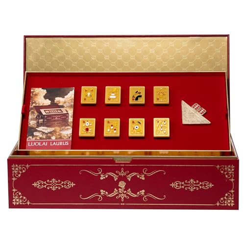 Luxury Mahjong Set in Elegant Gift Box with Large Acrylic Tiles | Chinese Mahjong Game Set for Adults, Easy-to-Handle Tiles, Luxury Tabletop Set for Gifting, Family Gatherings & Travel - color: Red 2