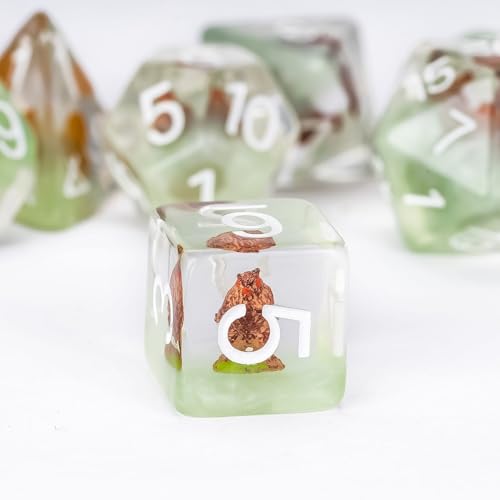 UDIXI 7PCS Polyhedral Dice Set D&D Owlbear DND Dice Set for Tabletop Games | Velvet Storage Bag, DM Gift, for Dungeons and Dragons Role Playing Games Board Games - color: Owlbear