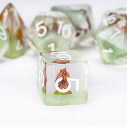 UDIXI 7PCS Polyhedral Dice Set D&D Owlbear DND Dice Set for Tabletop Games | Velvet Storage Bag, DM Gift, for Dungeons and Dragons Role Playing Games Board Games - color: Owlbear
