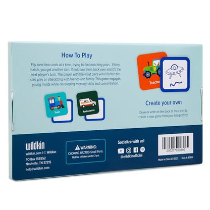 Wildkin Memory Matching Game – 18 Educational Pairs for Toddlers & Preschool - Transportation - style: Transportation