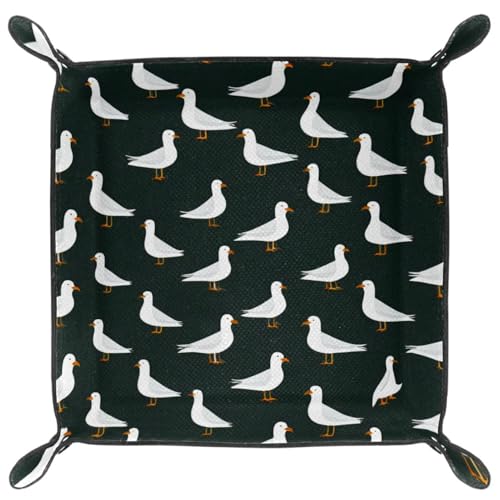 Dice Trays Birds Holder Storage Box for Dice Games Like RPG DND, Leather Dice Holder Portable Folding Rolling Dice Tray, 16x16cm - color: Multi 4