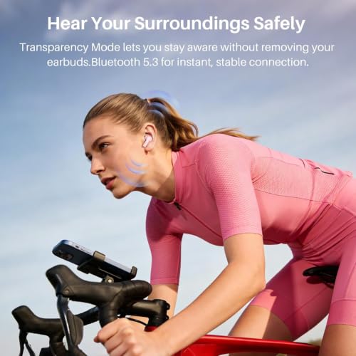 TOZO Hybrid Active Noise Cancelling Wireless Earbuds 6 Mics AI Clear Call | 68H Playtime LED Display 32 Preset EQs App Bluetooth 5.3 IPX8 Waterproof Ear Buds - color: Rose Gold