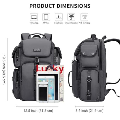 WITZMAN Travel Backpack for Men Carry-on Laptop Backpack | Nylon Luggage Bag Fits 16 Inch for Airline Approved,Multi Pocket, For Traveling,Casual,Commuting, B744 Silvery Grey - color: Upgrade Silvery Grey