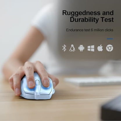 TECKNET Wireless Mouse, BT 5.0/2.4G, Silent 4800 DPI 6 Buttons, Lightblue | Bluetooth 5.0/3.0 & USB A, 2-Device Easy Switch, Wide OS Compatible, 6-DPI, Ergonomic for S/M Hands, Extended Battery - color: Lightblue