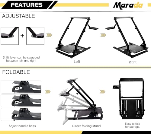 Marada G920 Racing Simulator Cockpit Compatible with Logitech G27 G25 G29 G920,for Thrustmaster Pro Gaming Steering Wheel Stand,Wheel and Pedals Not Included