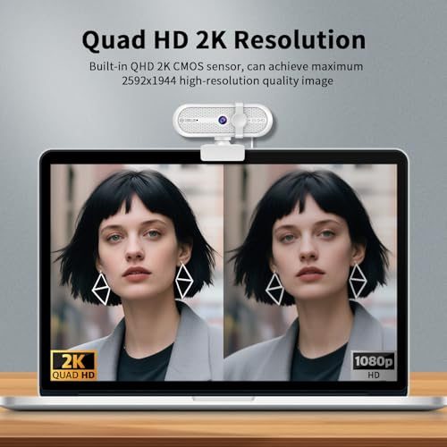 TOALLIN 2K Webcam for PC, 5MP, Built-in Mic, Web Camera with Tripod | 90° Wide Angle, Privacy Cover, USB Computer Camera for Laptop, Live-Streaming, Gaming, Meetings, Video Calls - style: 2K Webcam with Tripod