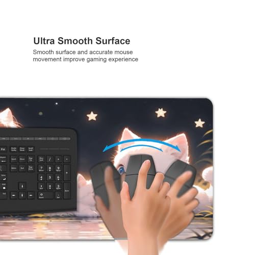 XXL Gaming Mouse Pad 35.4x15.7 inch, Kawaii Juice Cat Anime Theme Desk Mat, Pink Cute Girly Scene Large Mousepad,Fantasy Artistic Keyboard Mouse Mat (Juice Meow) - color: Juice meow