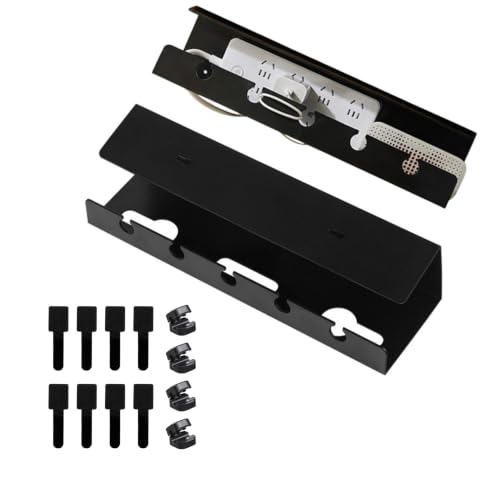 Ovanmexis Under Desk Cable Management Tray, 2-Pack, Black | Quick-Release Mount, Snap-On Tool-Free, Includes Magnetic Cable Clips & Straps, No Drill Hidden Base - color: Black