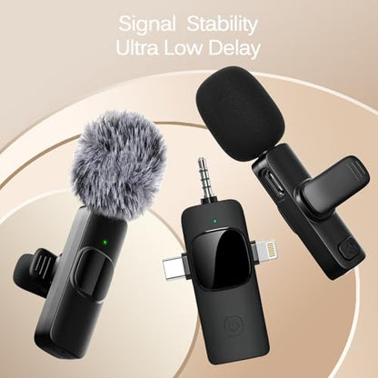Labstandard Wireless Lavalier Lapel Microphone for iPhone, iPad, mini Video Recording Mic for Interview Video Podcast Vlog YouTube & Livestream, Noise Reduction, Plug & Play (3-in-1 Port) - style: 3-IN-1 Port