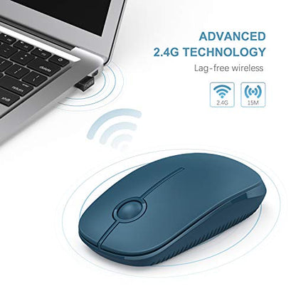 VssoPlor Wireless Mouse, 2.4G Slim Computer Laptop Mouse, Sapphire Blue | Portable Mouse, Plug & Play USB Nano Receiver, Quiet Silent Optical Mice for Notebook, PC, Laptop, Computer, Windows, Mac - color: Sapphire Blue