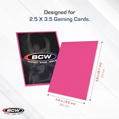 BCW Deck Guard - Double Matte Pink Card Sleeves | Acid-Free, Archival-Safe, No PVC | Anti-Glare Matte Finish | Fits Standard 2½" x 3½" Game Cards | Durable Deck Protector Sleeves | 50 Ct - color: Pink