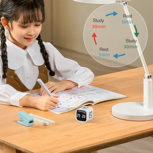Productivity Cube Timer, Time Management, Gravity Sensor Flipping LED Display 4 Preset Time Dual Modes Time Management Countdown Cooking Student Study Mini Digital Timer White - color: White